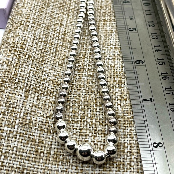 Jewelry - Vintage Sterling Silver Graduated Bead Necklace – 16" – 13.5g
